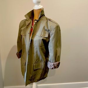 Vintage M Banana Republic Military Style Army Green Khaki Jacket Pockets